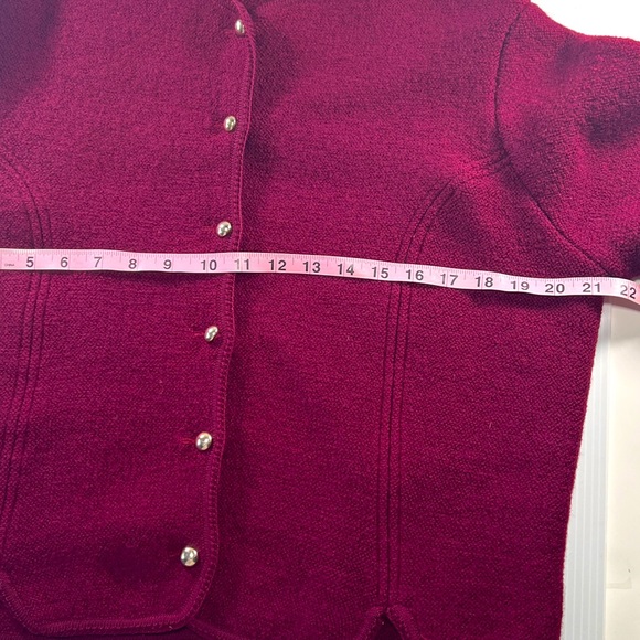 Vintage Tally-Ho Burgundy Wool Lady Cropped Jacket Cardigan/ 14 - Picture 3 of 11